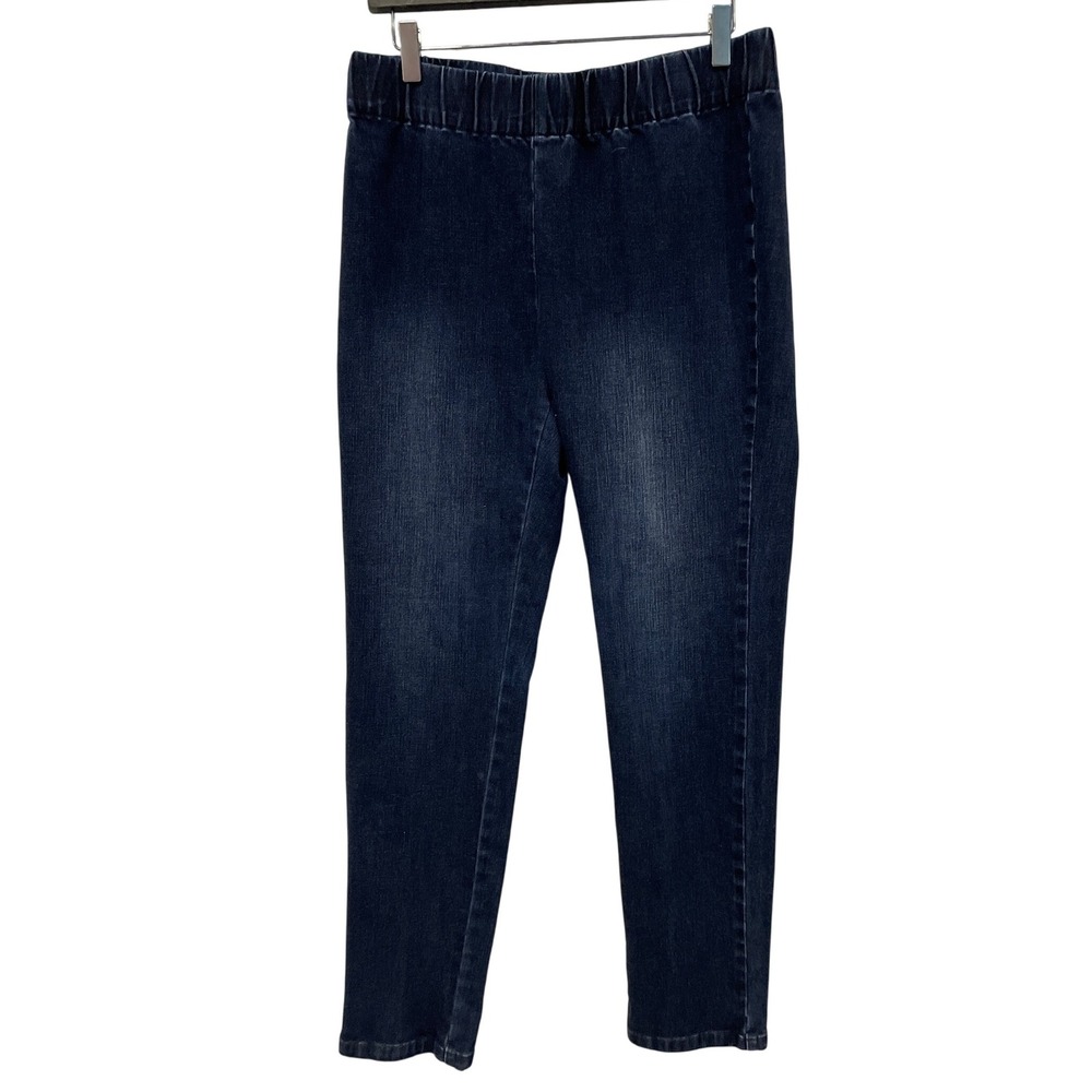Soft Surroundings Dark‎ Wash Denim Jeans Elastic Waist Pull On Sz M Style 24848